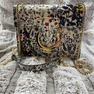 Salvatore Ferragamo Thalia Beaded White Satin Wildflower Crossbody Bag